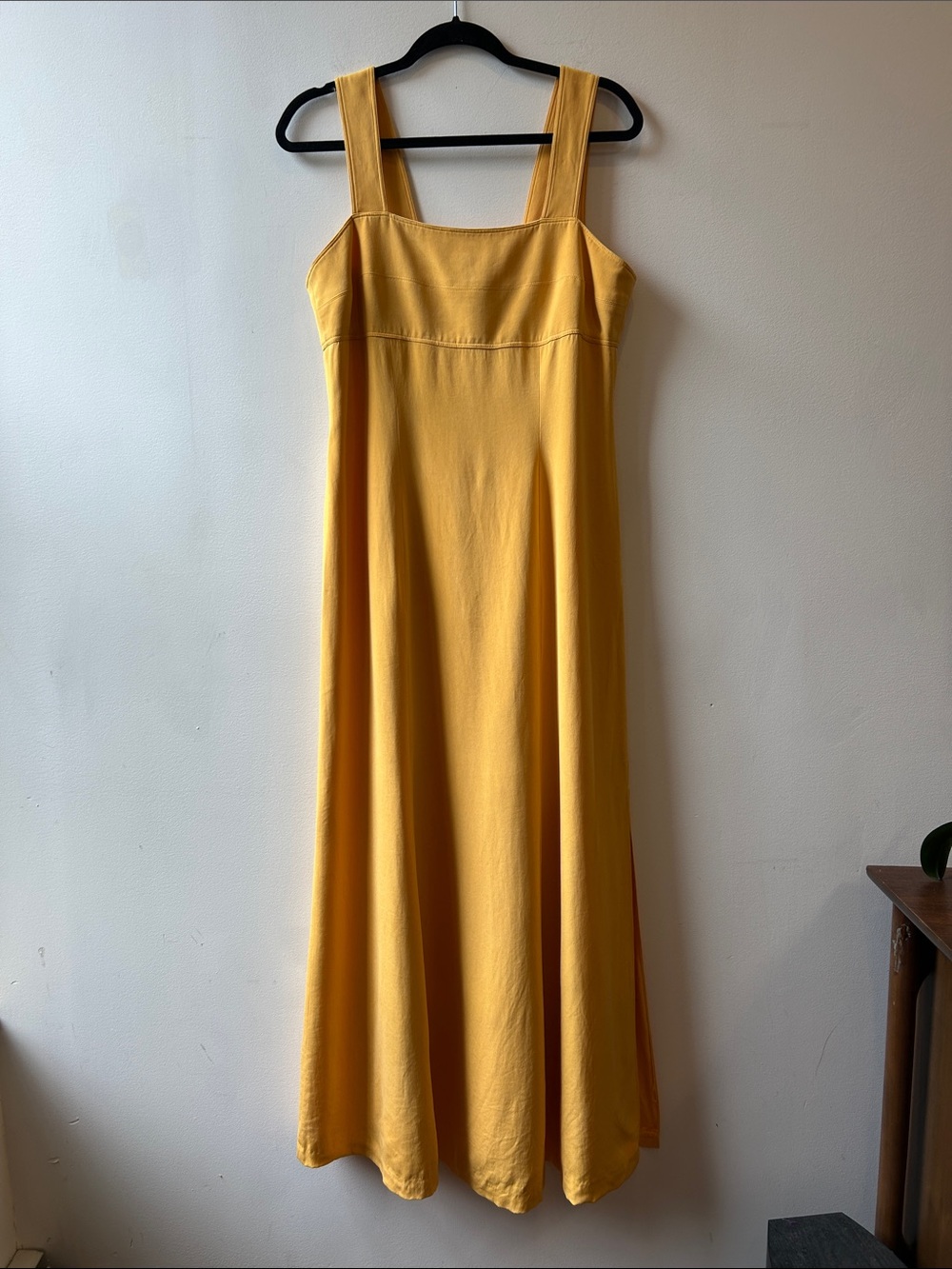Vintage Dana Buchman Yellow Square-Neck Silk Gown